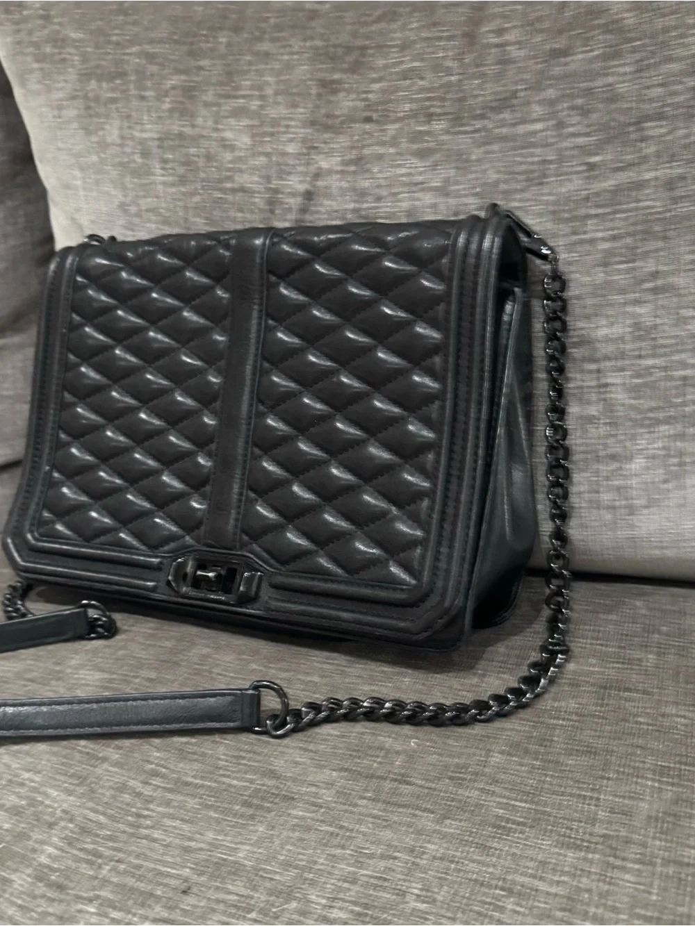 Rebecca Minkoff Jumbo Love Black Diamond Quilted Leather Crossbody